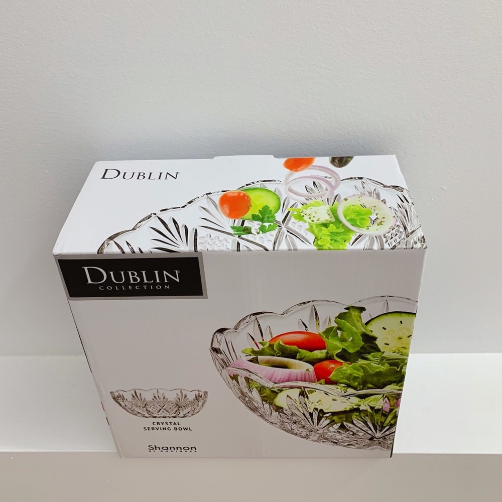 NIB Shannon by Godinger Dublin 8.5" Crystal Serving Bowl - Picture 3 of 5